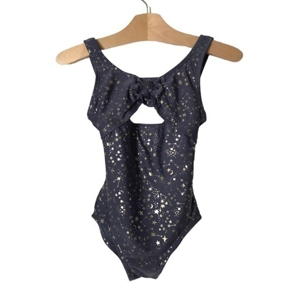Art class One Piece Girls Swimsuit Grey/Blue Golden Stars Size XS 4/5